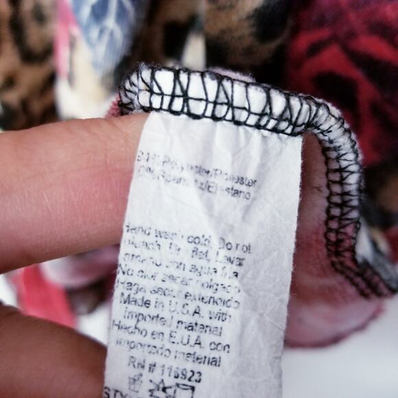 EASEL los angeles Roses Floral Animal Print Pullover Tie-Front Tunic Top Size M - Picture 7 of 7